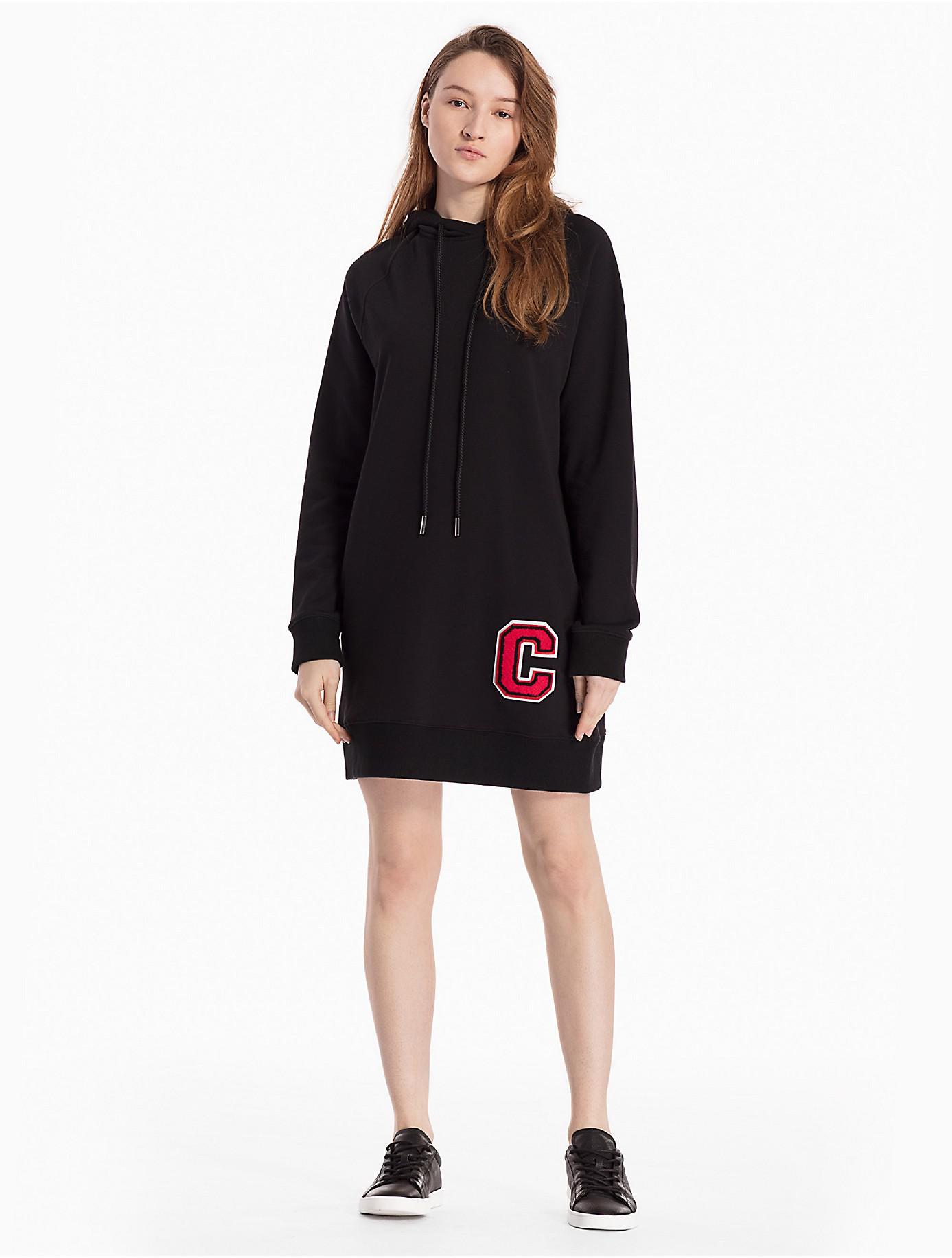 Lyst Calvin Klein Cotton Knit C Badge Hoo Dress In Black Save Calvin Klein