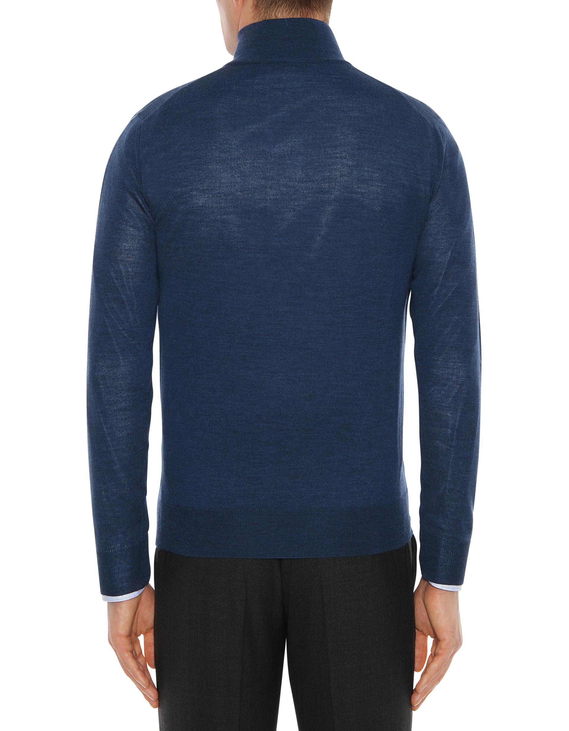 Lyst - Canali Blue Virgin Wool Half-zip Sweater in Brown for Men