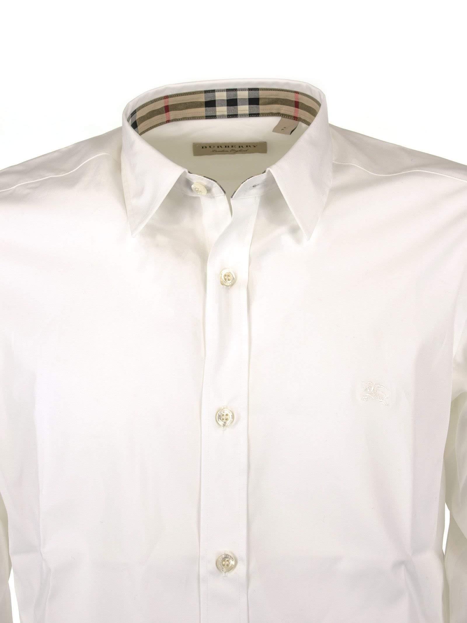Burberry William White stretch Cotton Poplin Shirt in White for Men - Lyst