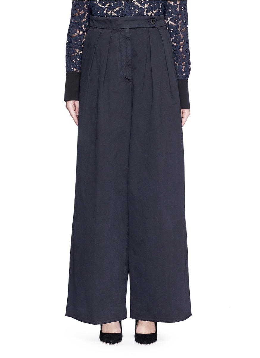 Lyst - Dries Van Noten 'pampi' Overdyed Cotton Twill Wide Leg Pants in Blue