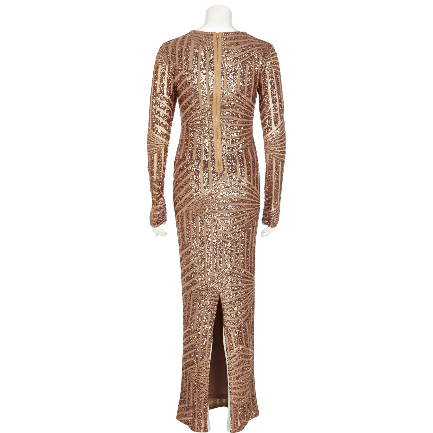 River island Bronze Embellished Long Sleeve Maxi Dress in Brown | Lyst