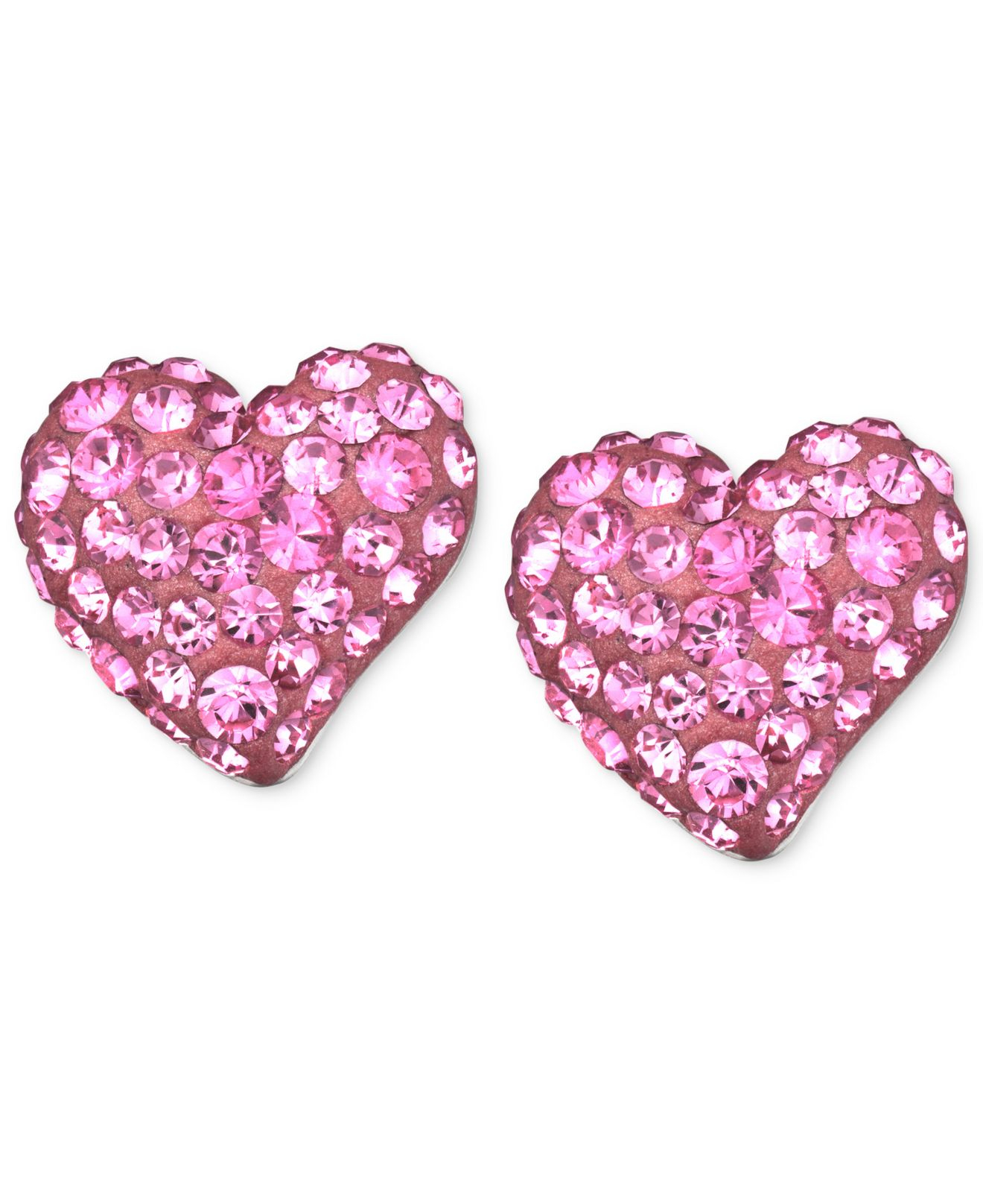 Lyst Swarovski Rhodium Plated Rose Crystal Heart Stud Earrings In Pink Gallery