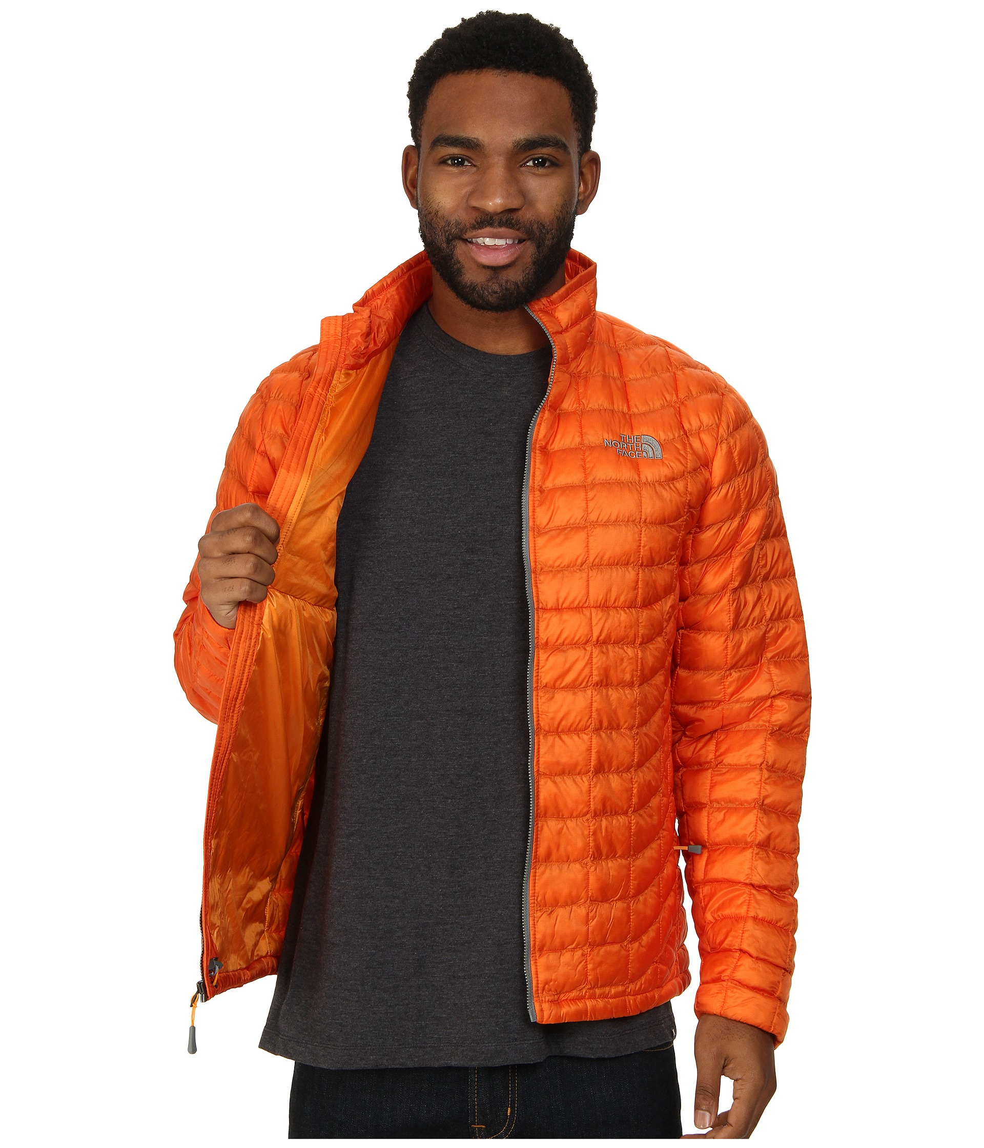 The north face Thermoballâ¢ Full Zip Jacket in Orange (Burnished Orange) | Lyst