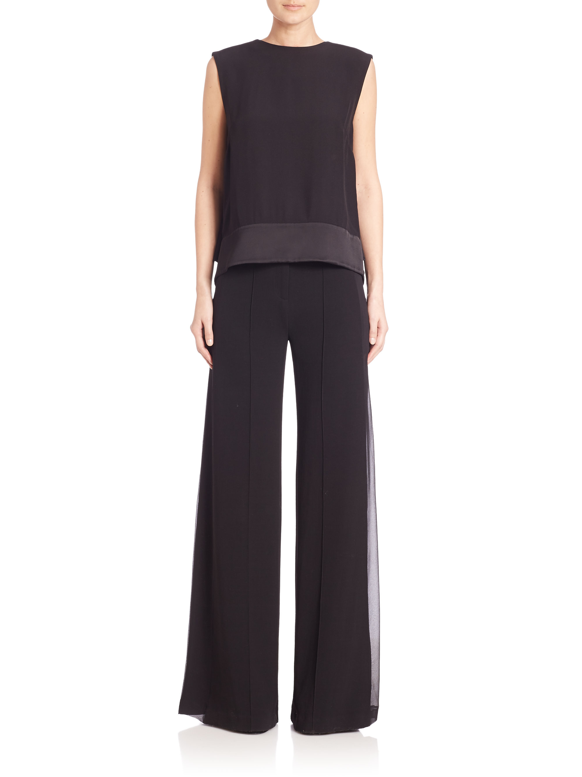 Lyst - Adam Lippes High-waist Pleated-front Cropped Pants in Black