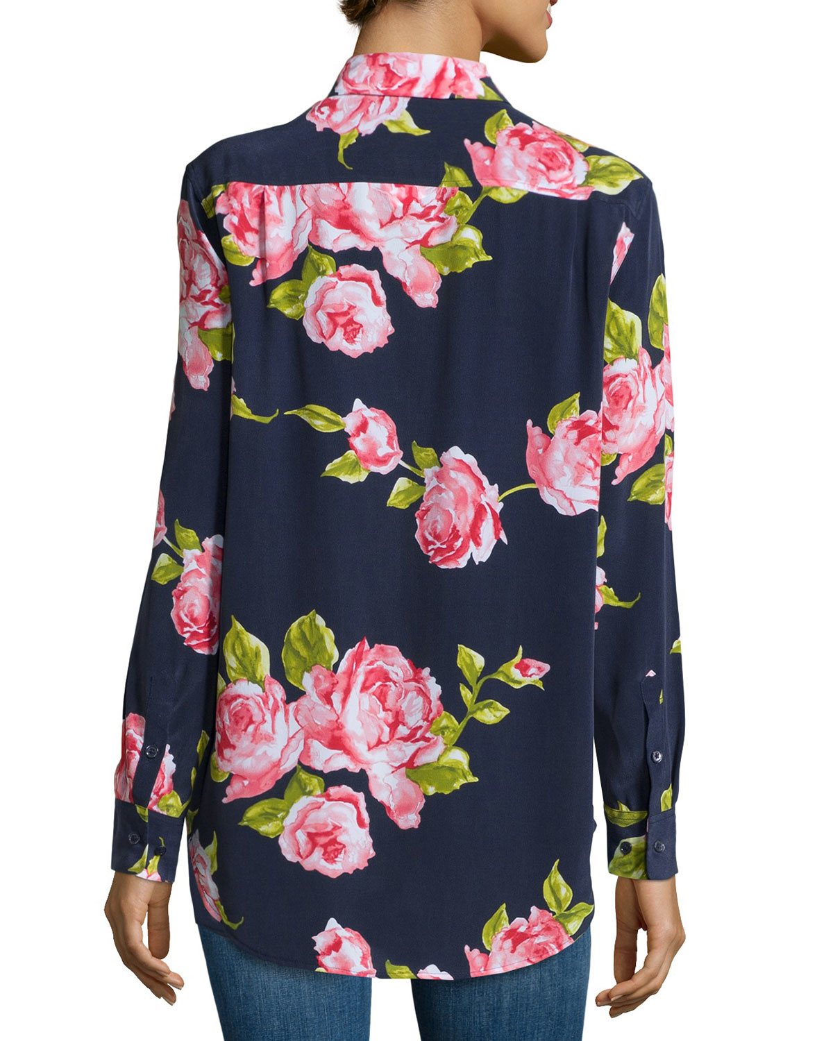 Equipment reese single pocket plaid silk blouse