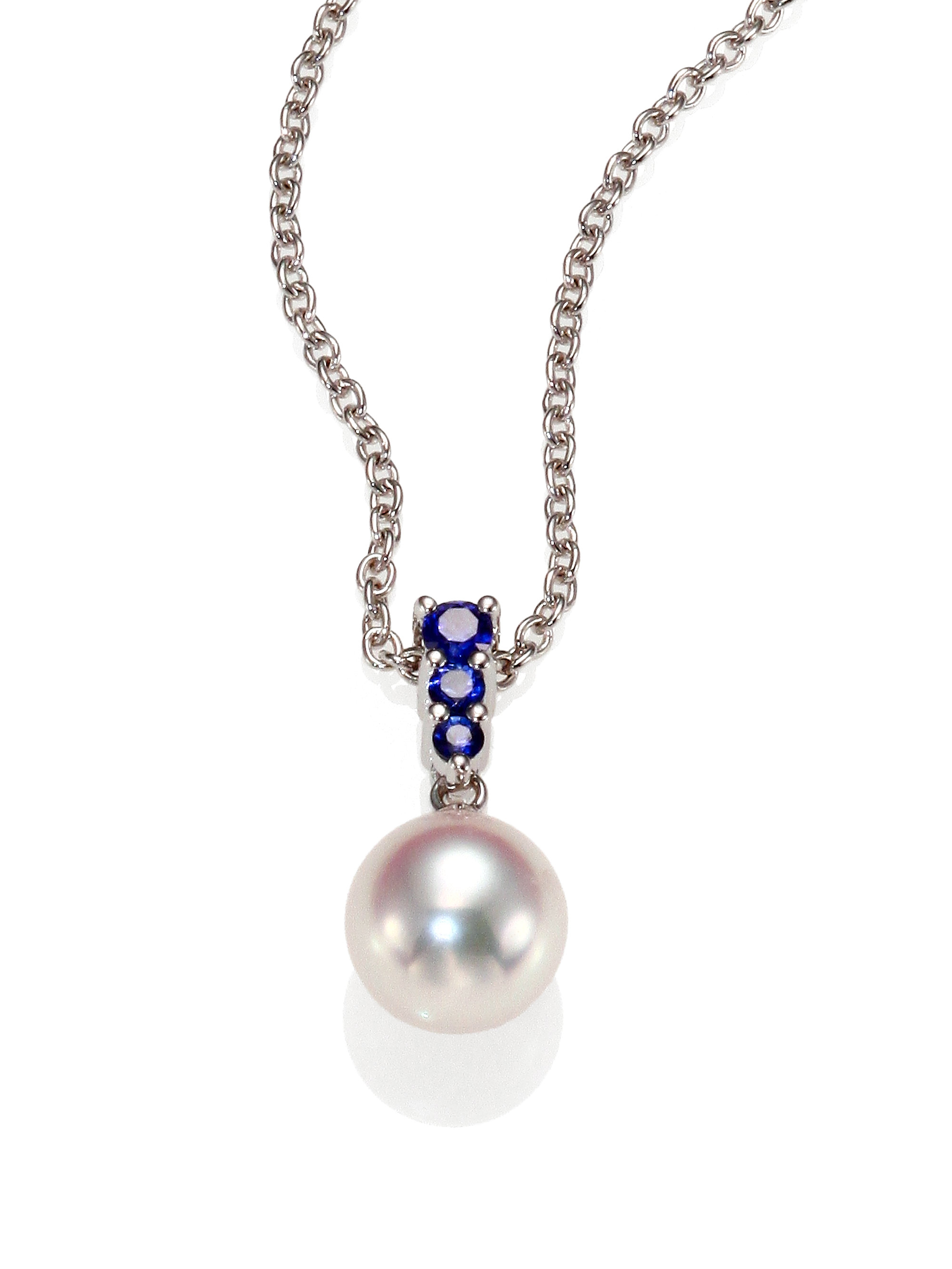 Mikimoto Morning Dew 8Mm White Cultured Akoya Pearl, Sapphire & 18K ...