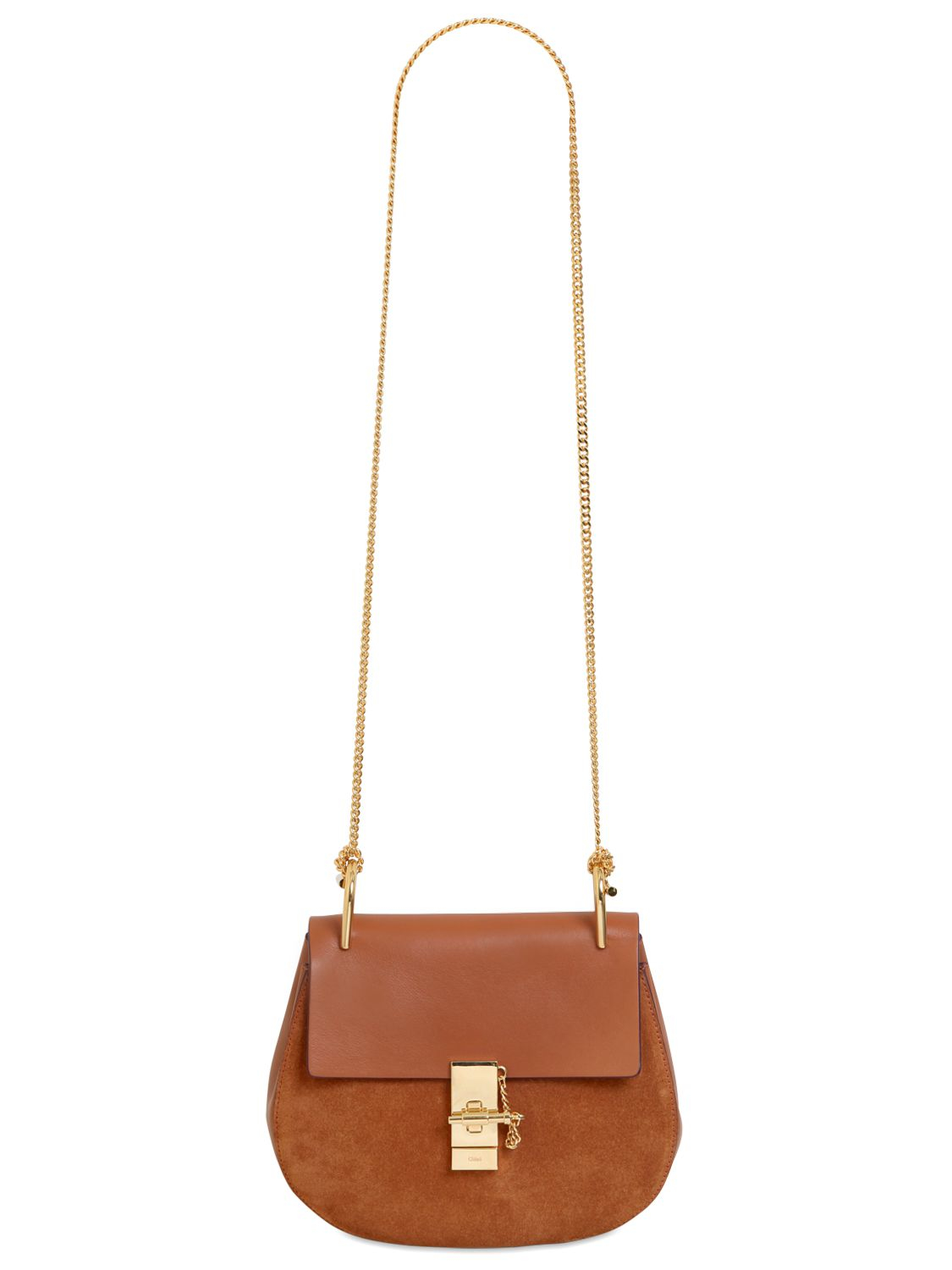 Chlo Small Drew Smooth Leather \u0026amp; Suede Bag in Brown (CARAMELLO ...