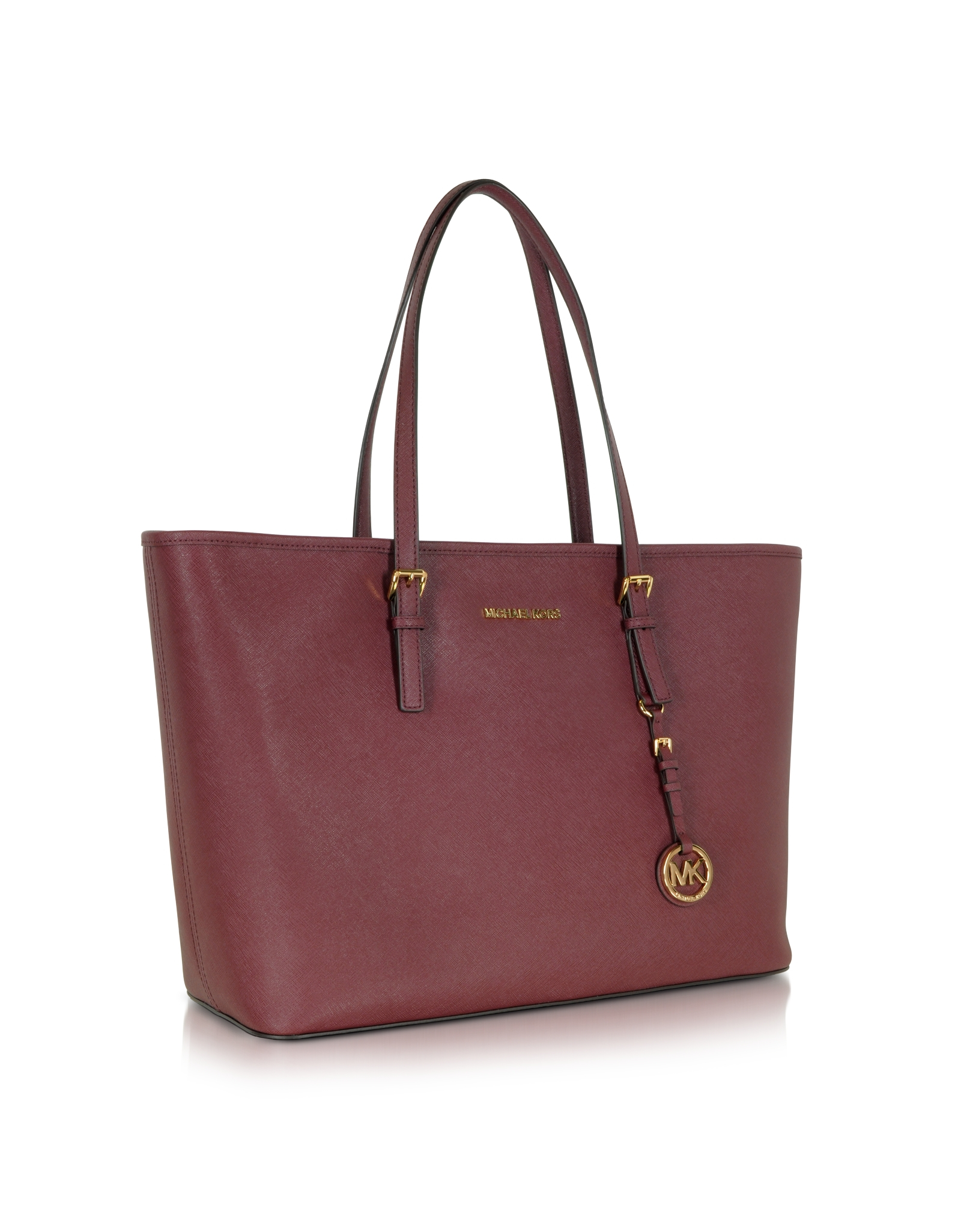 Lyst - Michael Kors Jet Set Travel Medium Top Zip Funt Merlot Saffiano ...