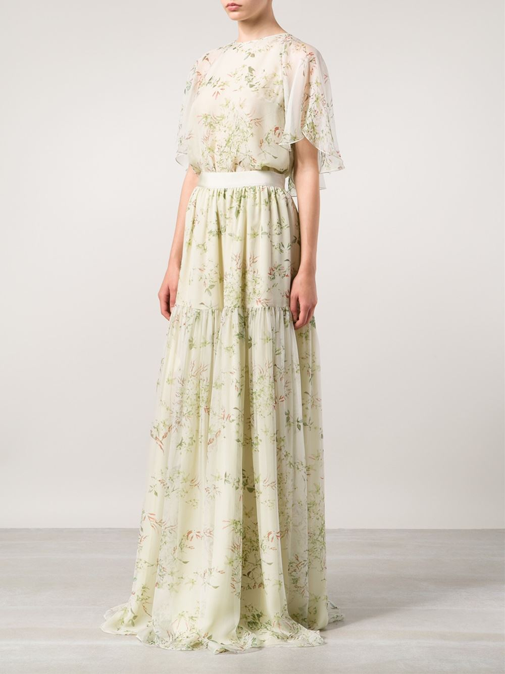 Lyst Giambattista Valli Fl Print Long Dress In Green Gallery