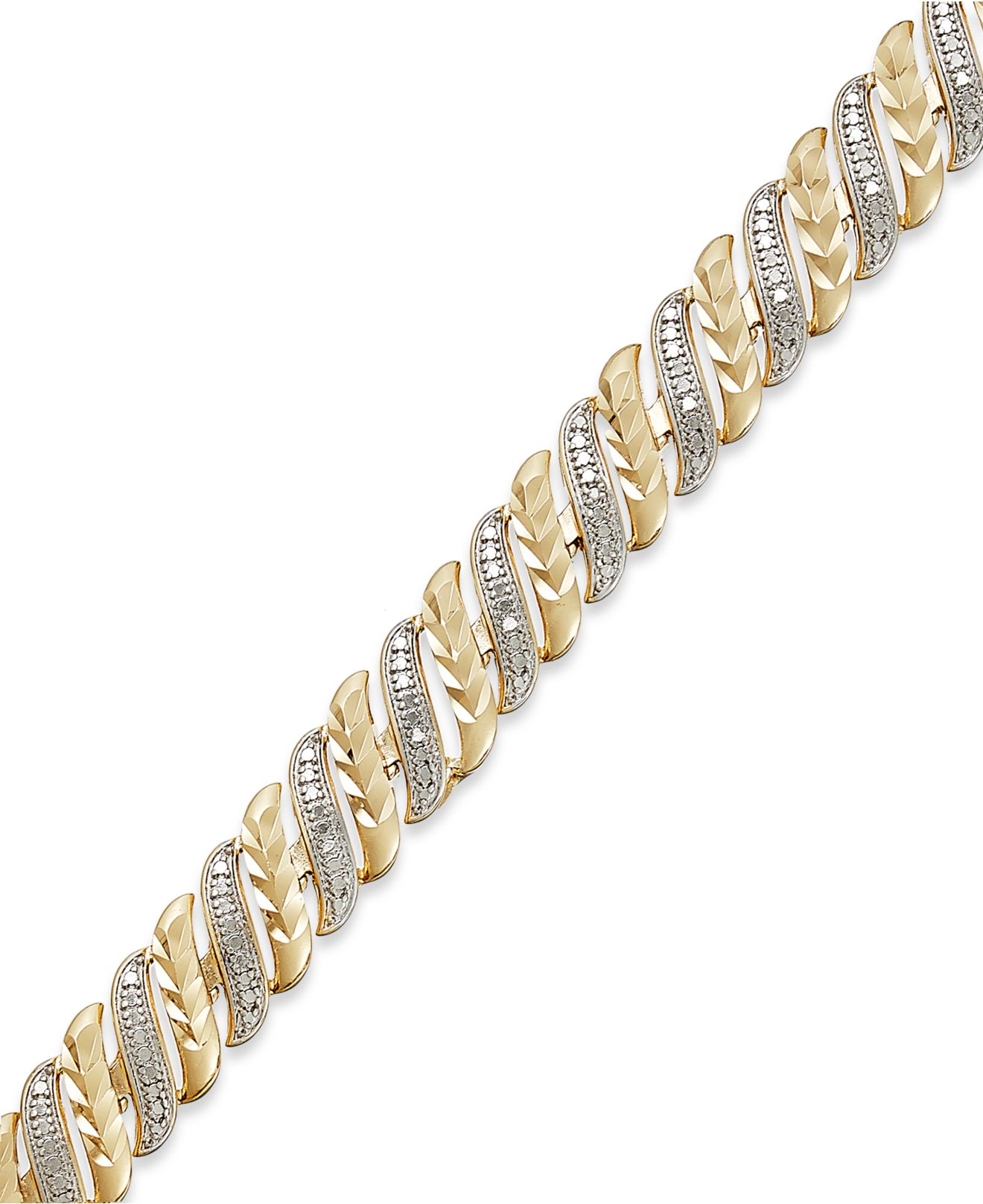 Macy's Diamond Accent Swirl Bracelet In Sterling Silver-plated Bronze Or 18k Gold Over Sterling ...