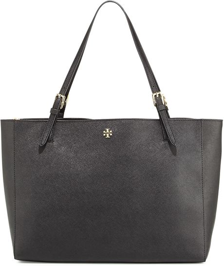 Tory Burch York Saffiano Leather Tote Bag in Black | Lyst