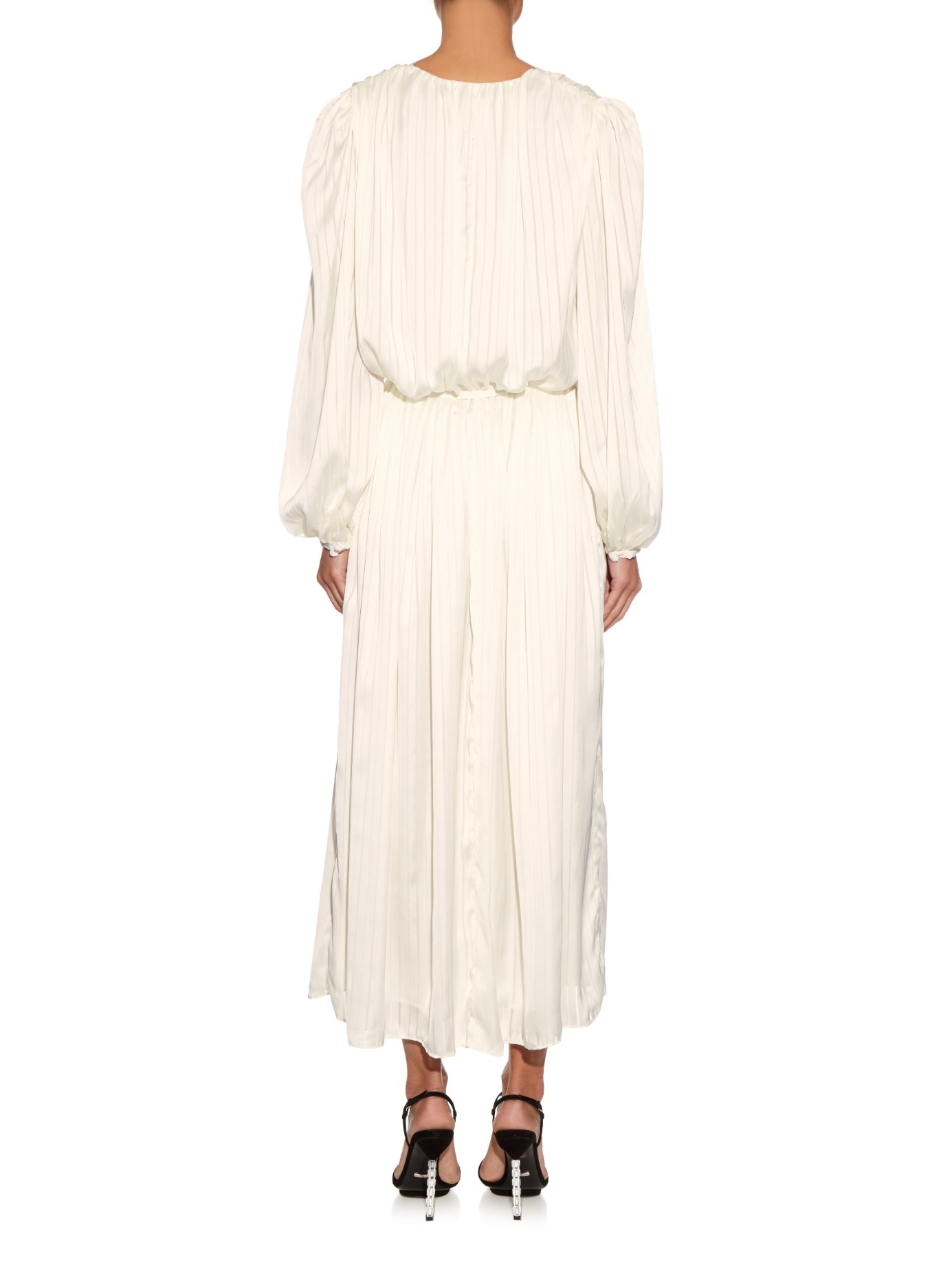 Lyst Zimmermann Arcadia Longsleeved Striped Midi Dress in White