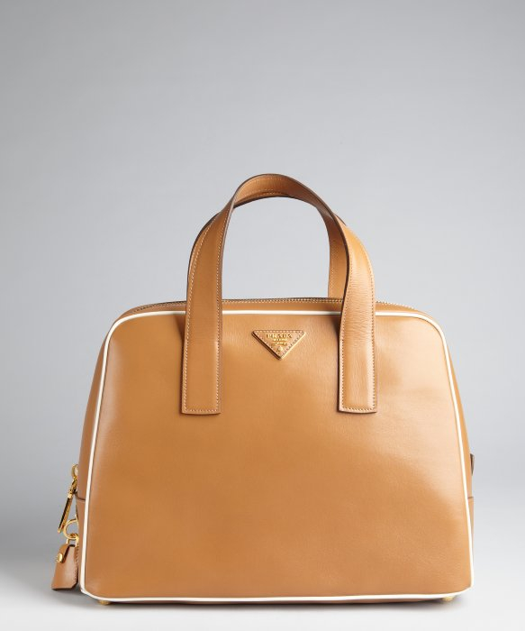 Prada Khaki Leather Logo Top Handle Bowler Bag in Khaki | Lyst  