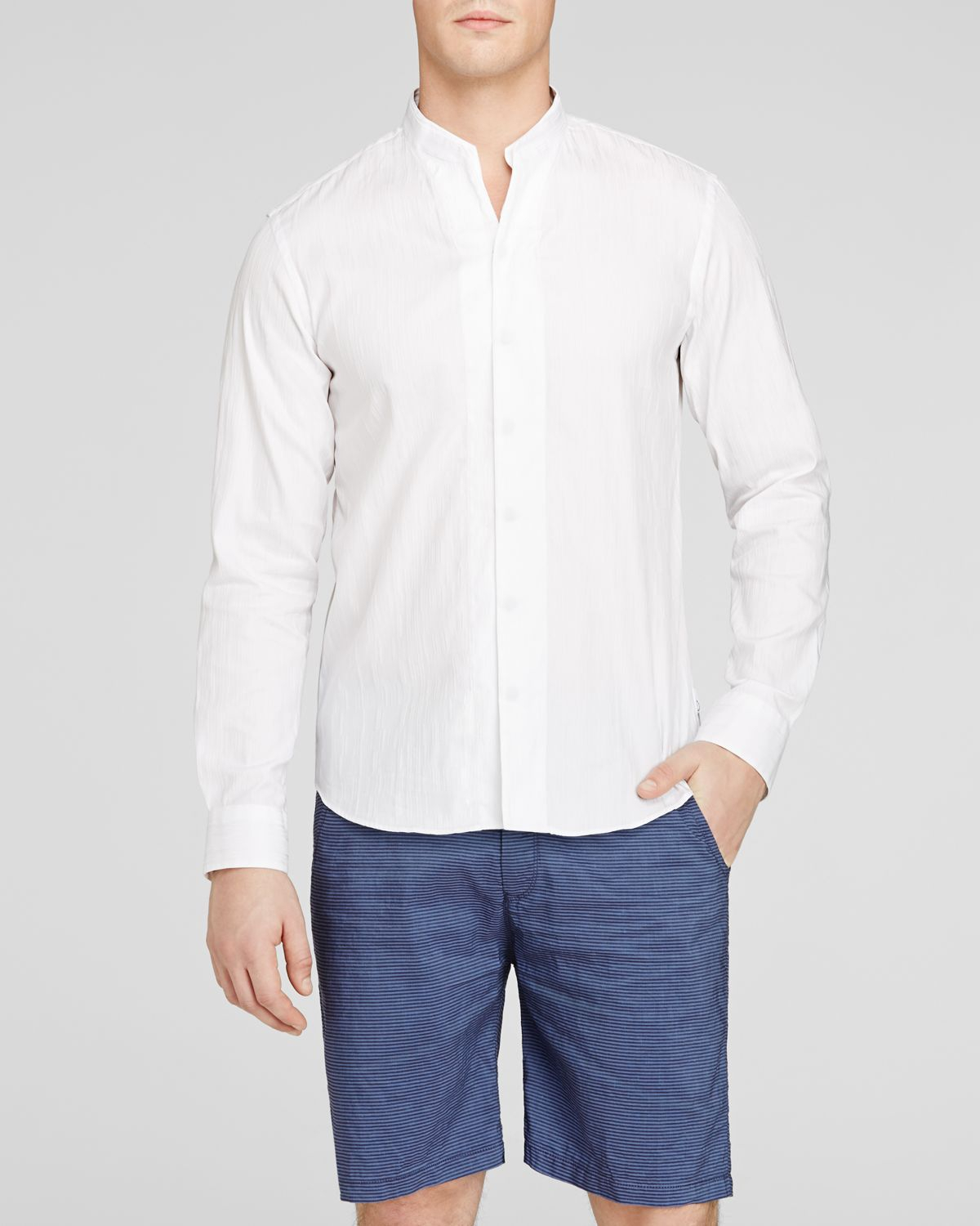 Lyst - Armani Stand Collar Button Down Shirt - Classic Fit in White for Men