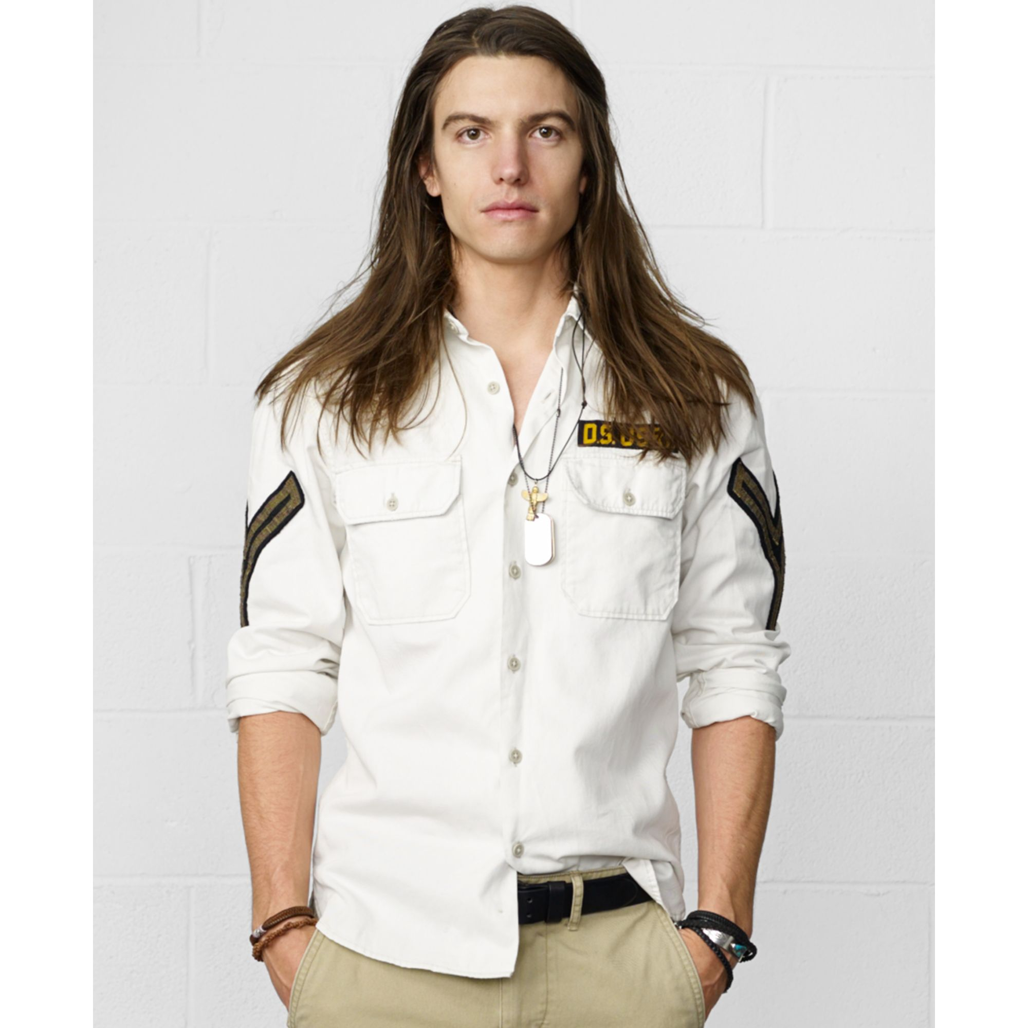 Denim & supply ralph lauren Twill Military Shirt in White for Men Lyst