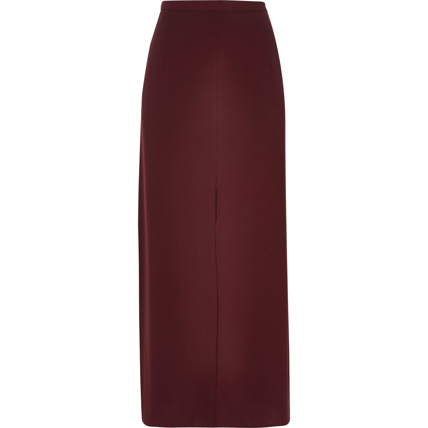 River island Dark Red Split Front Maxi Skirt in Red | Lyst
