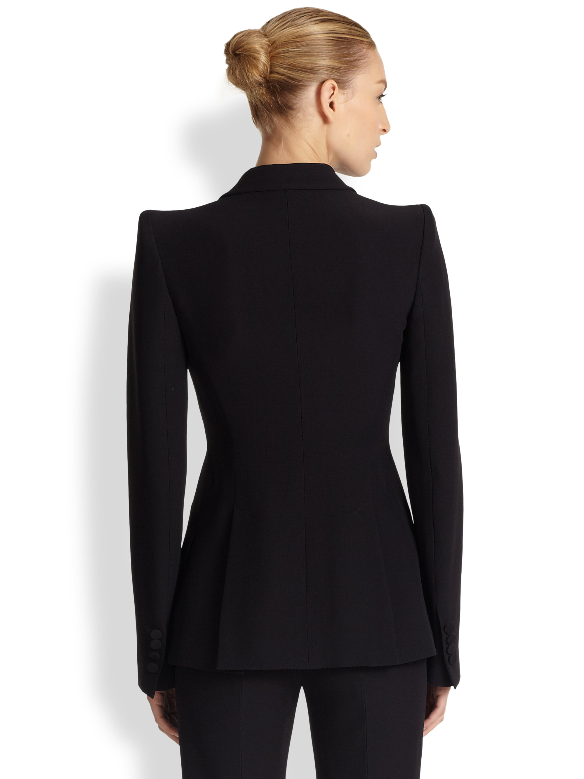 Lyst - Alexander mcqueen Peaked-shoulder Jacket in Black