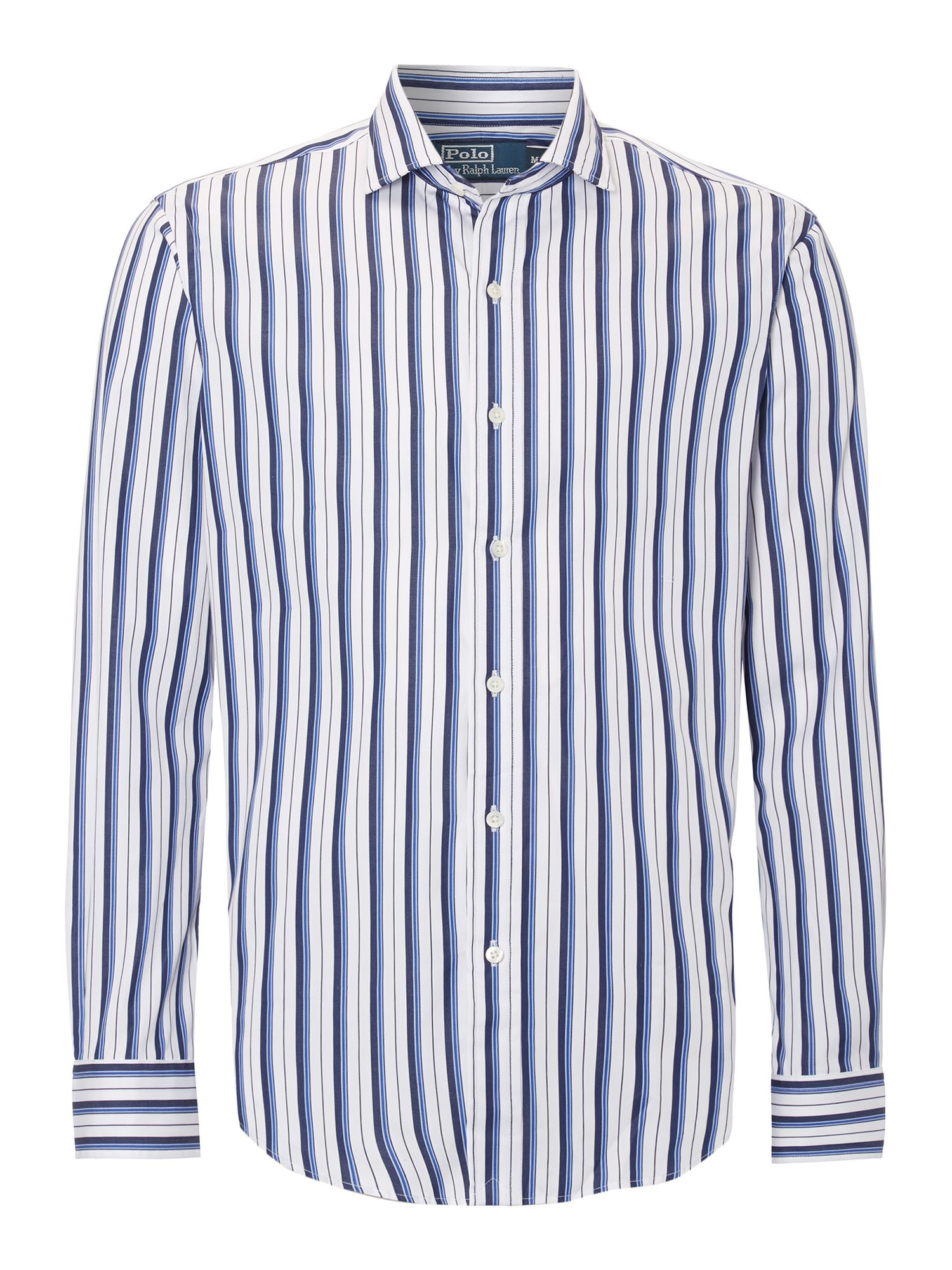 Polo ralph lauren Bold Stripe Long Sleeve Shirt in White for Men (Navy ...