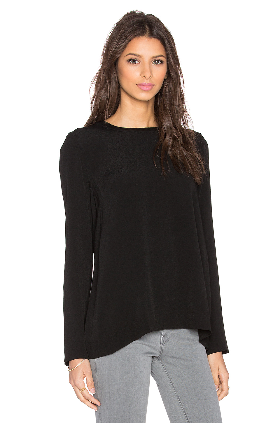 Lyst - Enza Costa Long Sleeve Trapeze Top in Black
