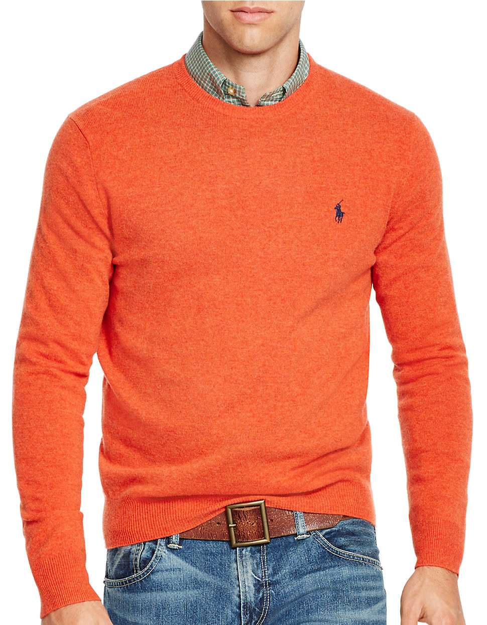 Polo ralph lauren Merino Crewneck Sweater in Red for Men (Orangey Red ...