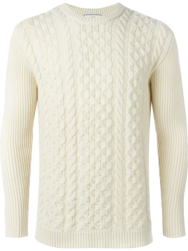 Ami Cable Knit Sweater in White for Men | Lyst