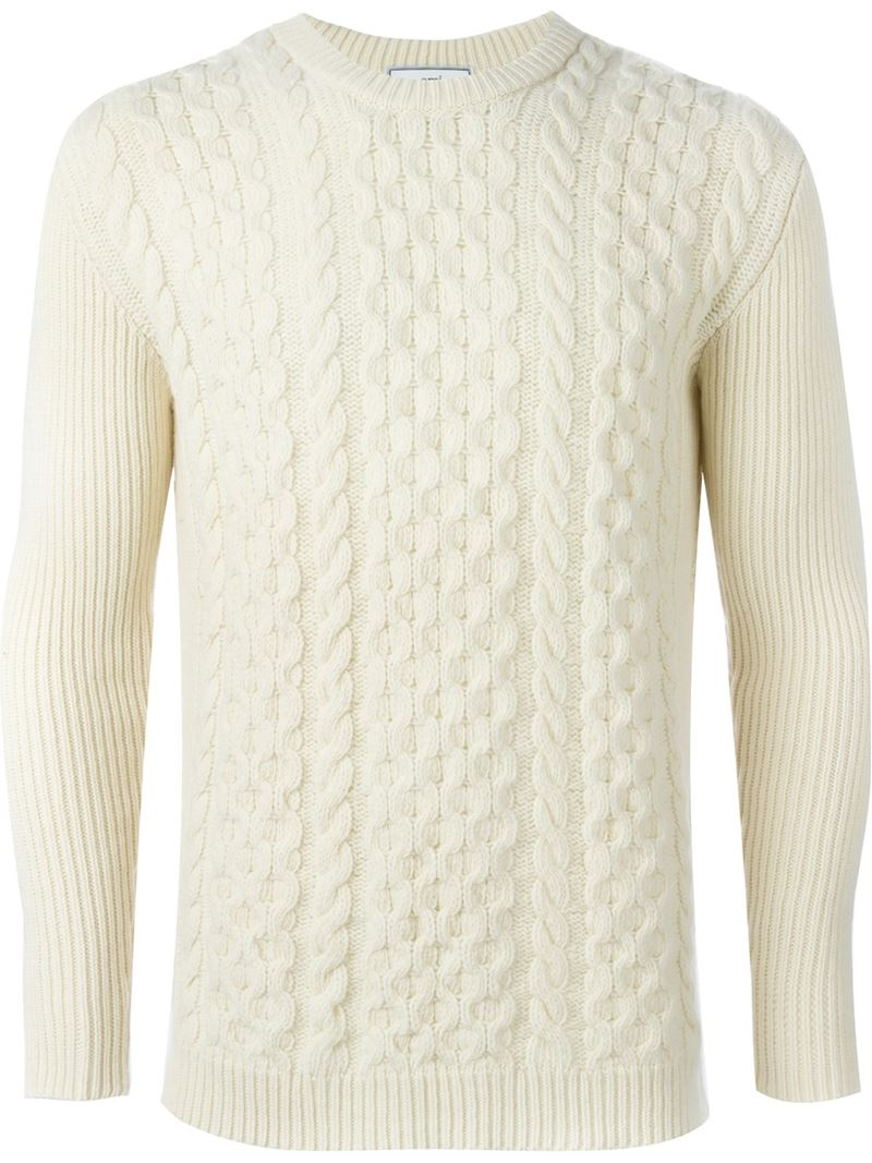 Ami Cable Knit Sweater in White for Men Lyst