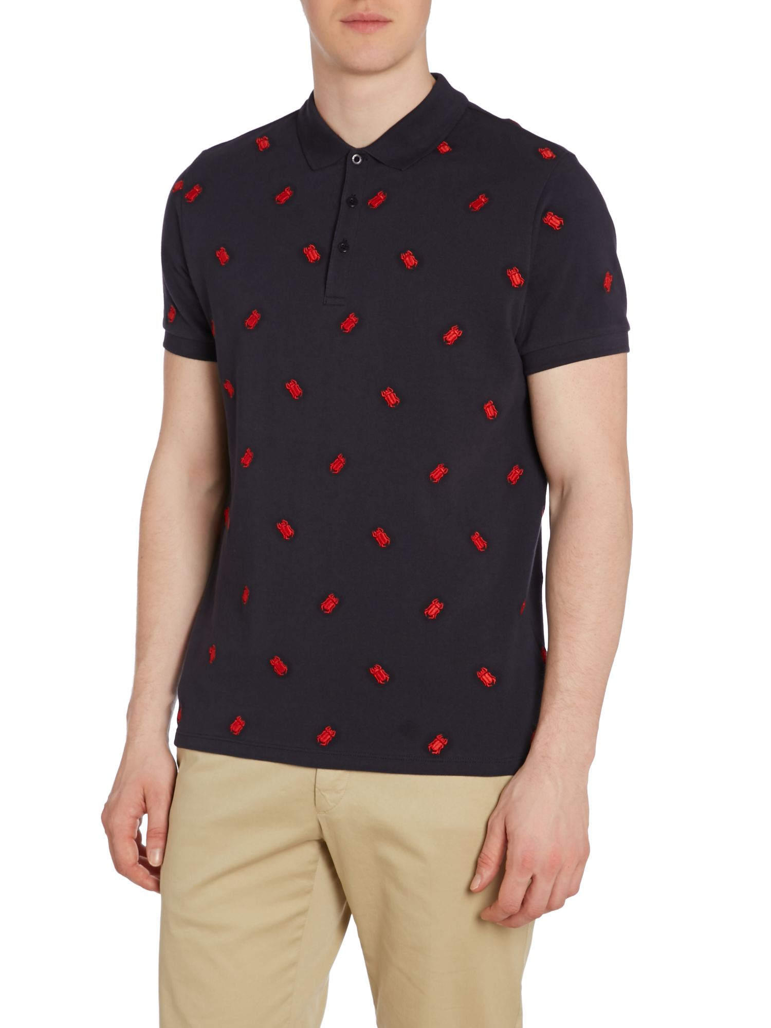 Ben sherman Embroidered Bug Pattern Polo Shirt in Blue for Men (Navy ...