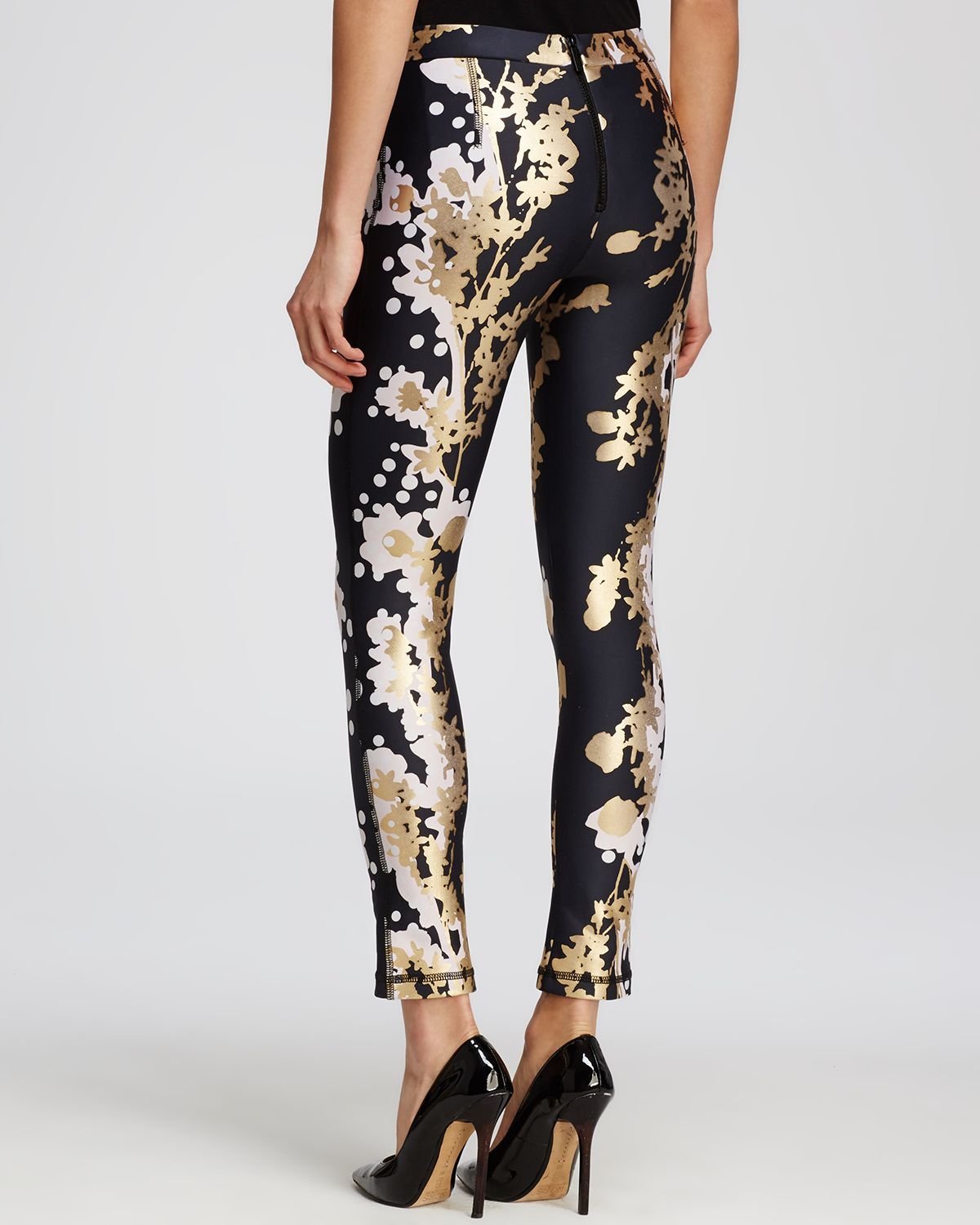 Lyst - Cynthia Rowley Leggings - Bonded Gold Branch in Metallic