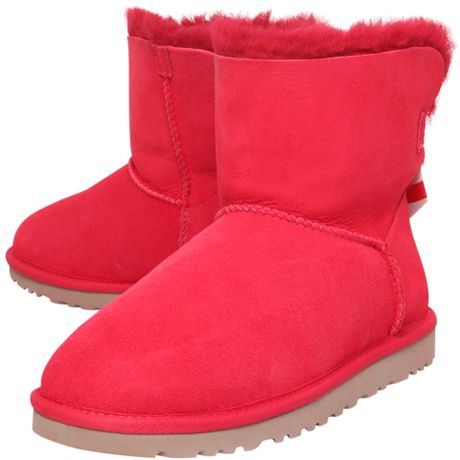 Ugg Mini Bailey Bow Ankle Boots in Red | Lyst