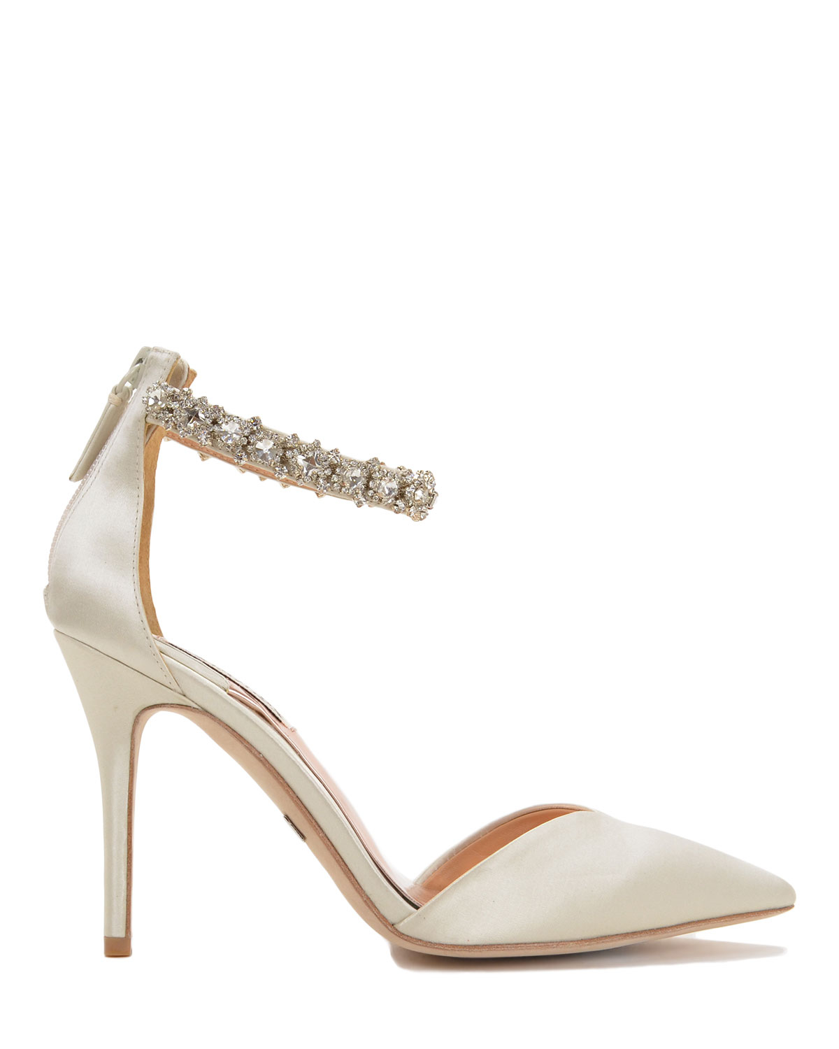 Badgley mischka Flash Ankle Strap Pointed Toe High Heel in White | Lyst
