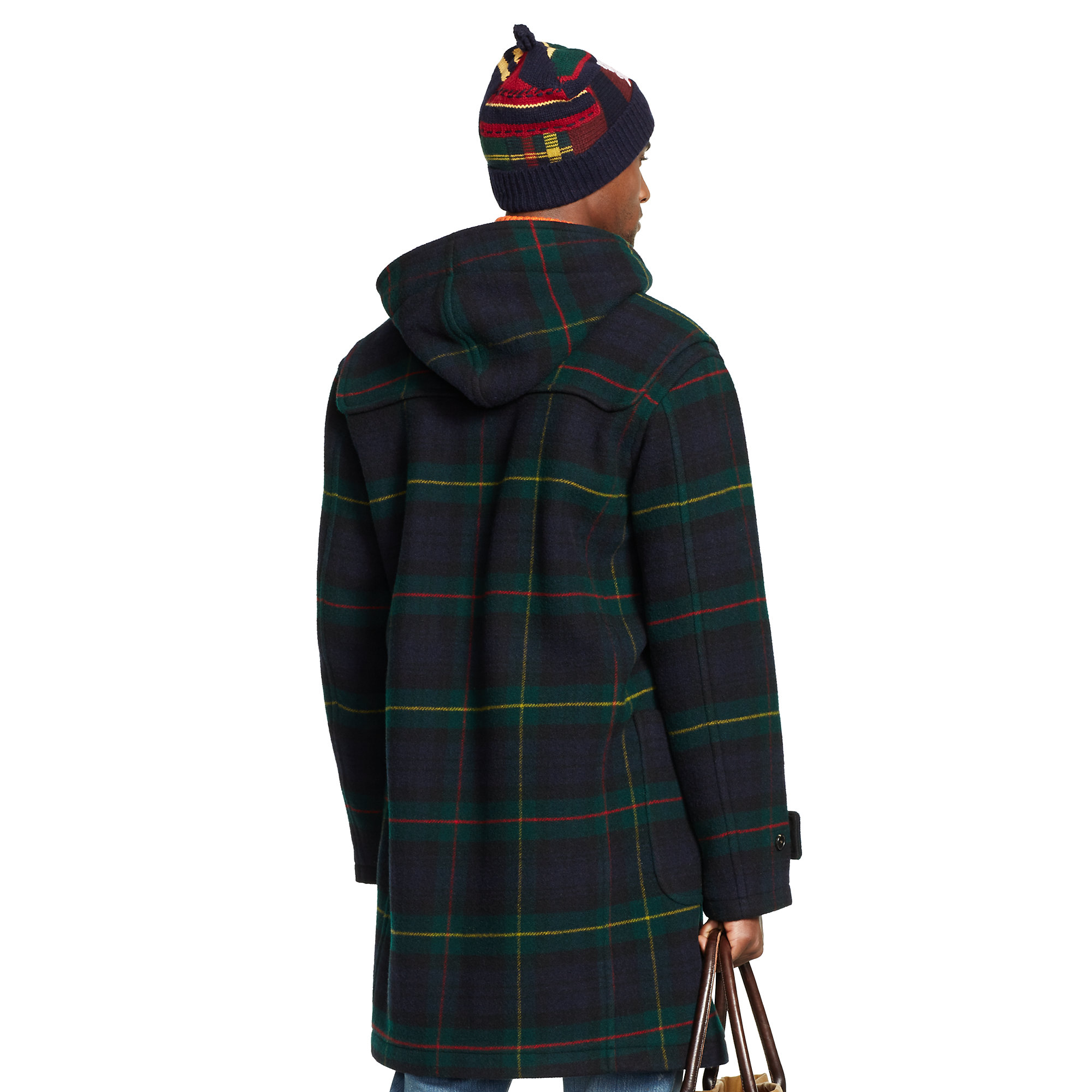 Ralph lauren Tartan Hooded Wool Toggle Coat Lyst