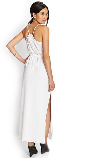 Forever 21 Pleated Moment Maxi Dress in White (Cream) | Lyst