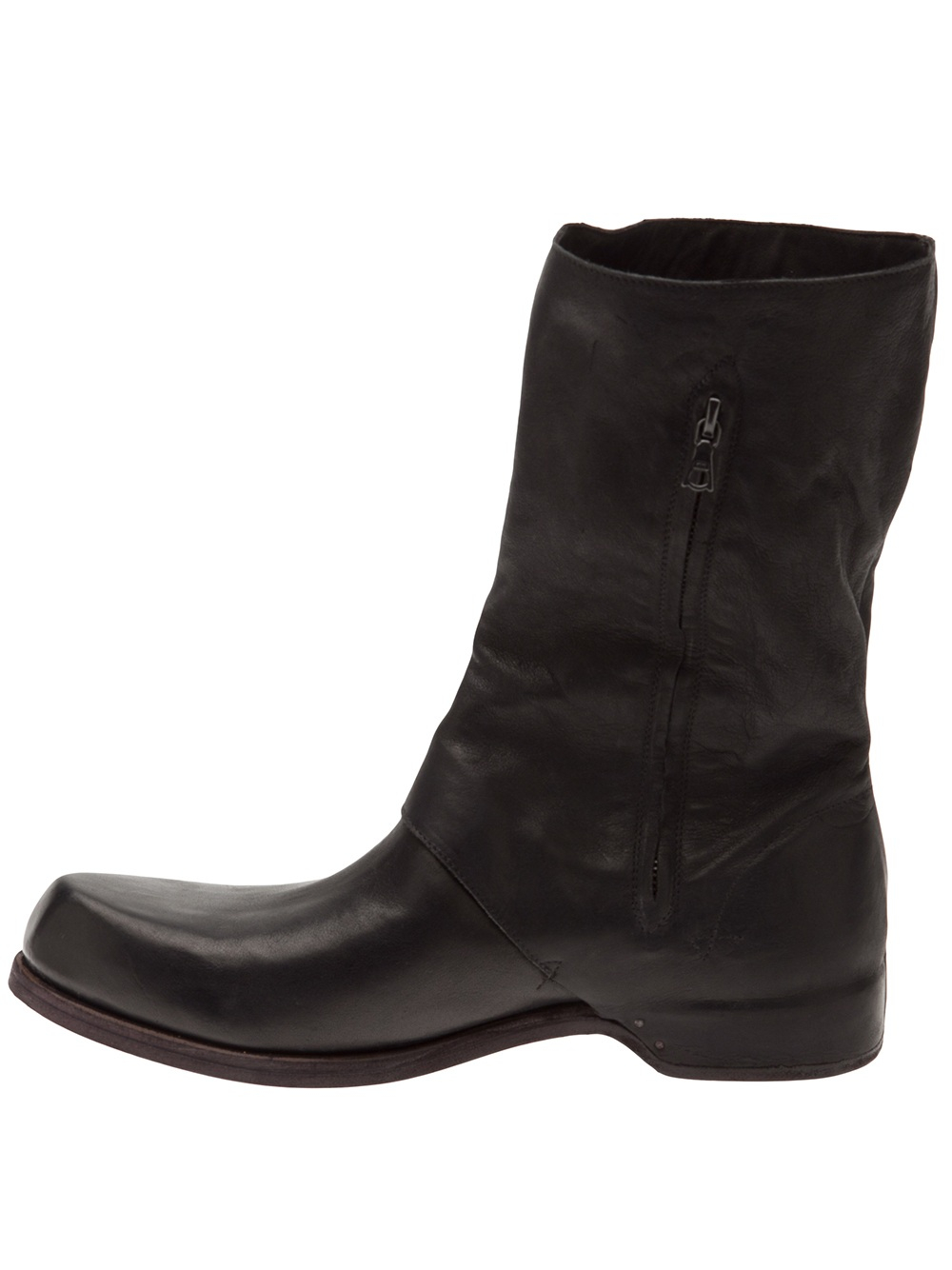 Individual sentiments Kangaroo Leather Side Zip Boots in Black for Men