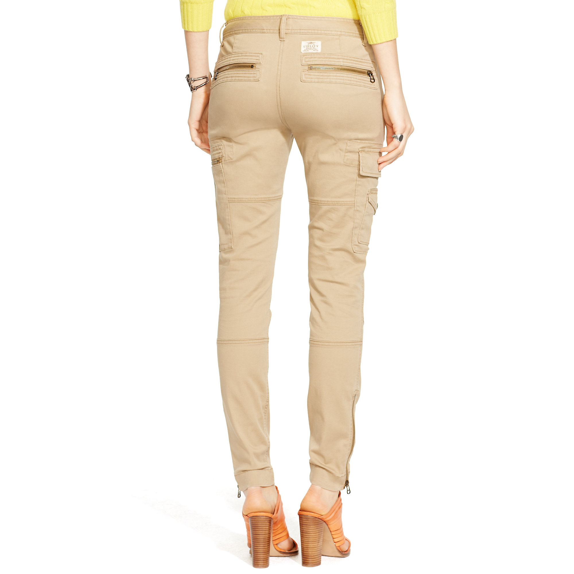 Polo ralph lauren Stretch Skinny Cargo Pant in Natural | Lyst