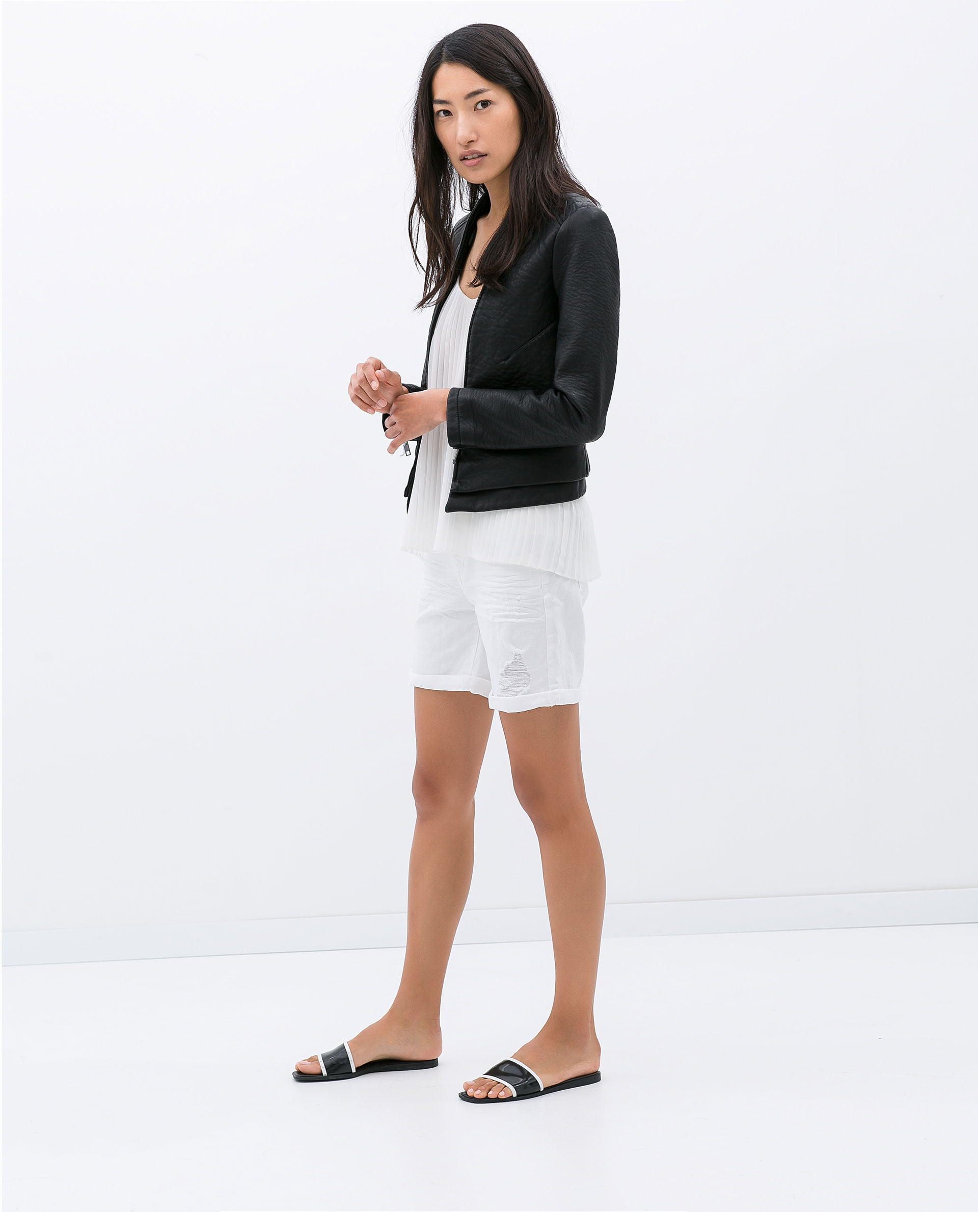 Zara Faux Leather Short Jacket In Black Lyst Gallery