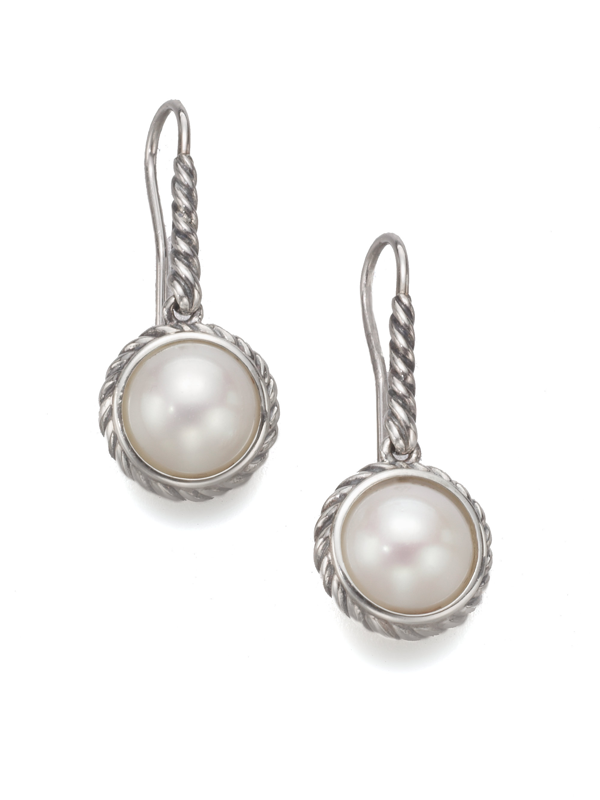 David Yurman White Pearl Sterling Silver Drop Earrings in Silver (pearl ...