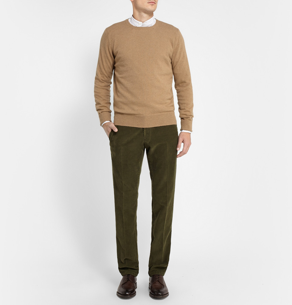 Lyst - William lockie Crew Neck Camel Sweater in Brown for Men
