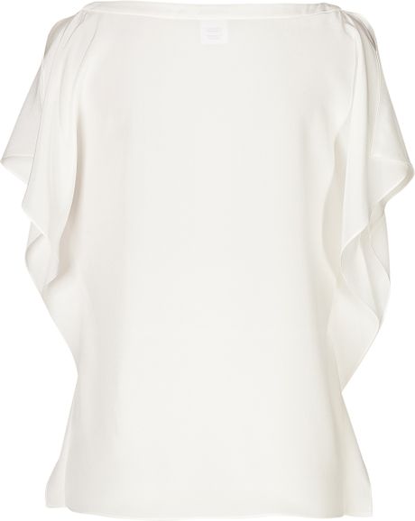 Joseph Silk Flutter Sleeve Top in White | Lyst