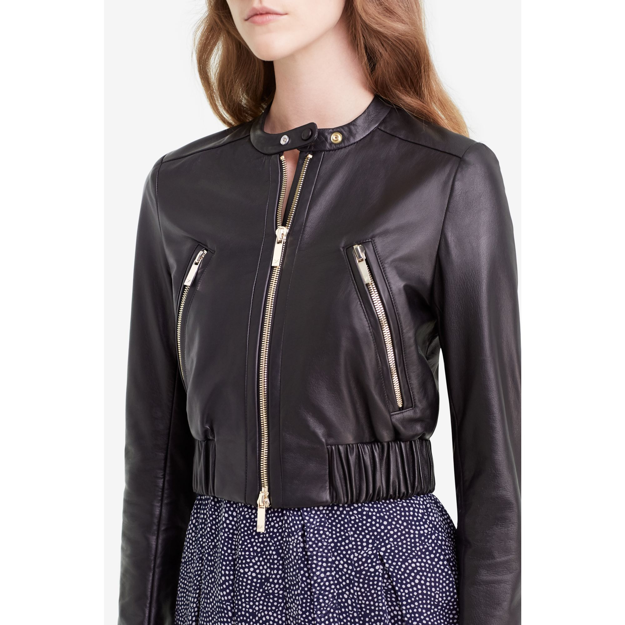 Diane Von Furstenberg Dvf Buckley Leather Er Jacket In Black Gallery