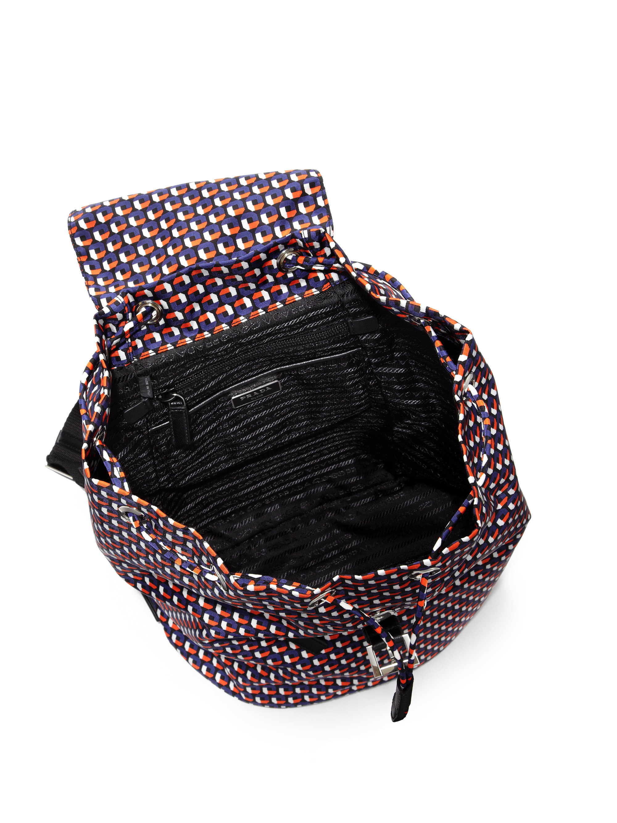 Prada Vela Octagon-patterned Nylon Backpack in Multicolor (MULTI ...  