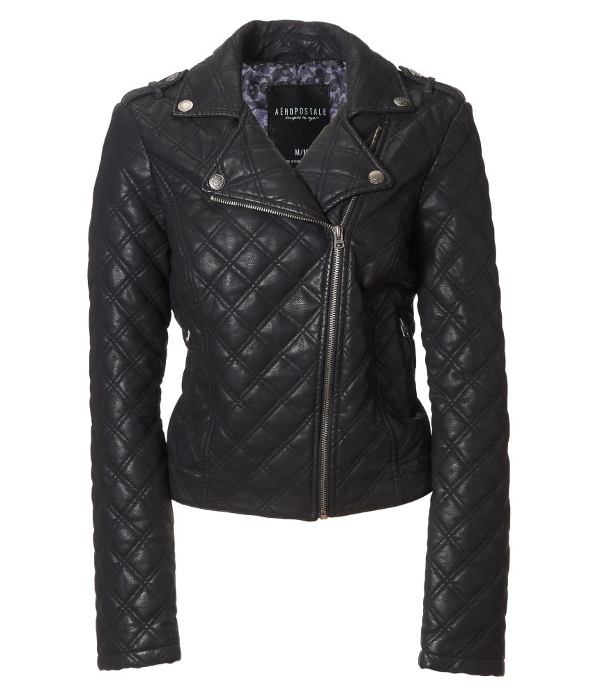 Aéropostale Quilted Faux Leather Moto Jacket in Black | Lyst