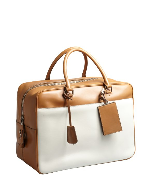 Prada Caramel And Ivory Leather Large Zip Travel Bag in Brown for ...  