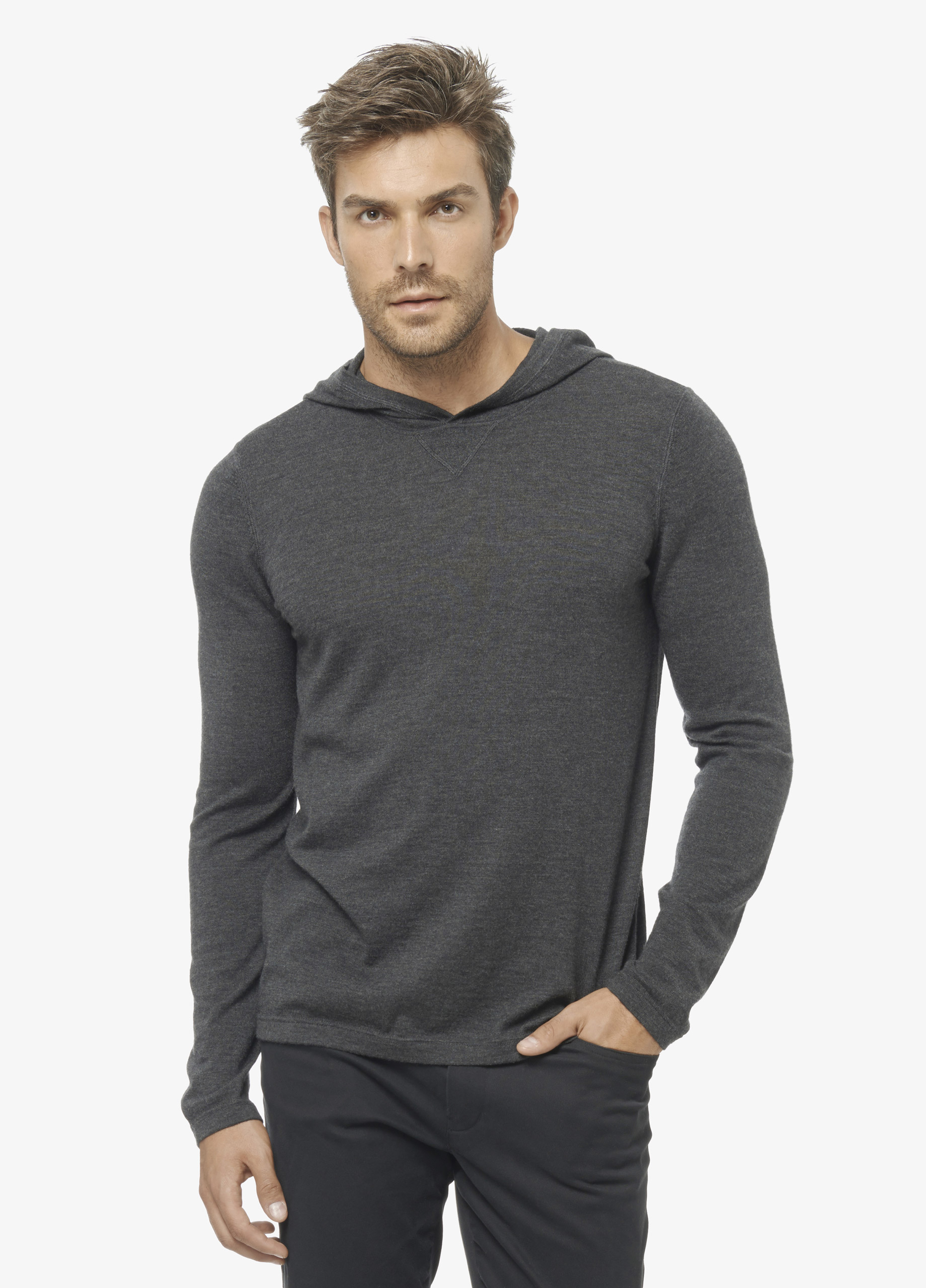 Vince Featherweight Wool Cashmere Hoodie in Black for Men | Lyst