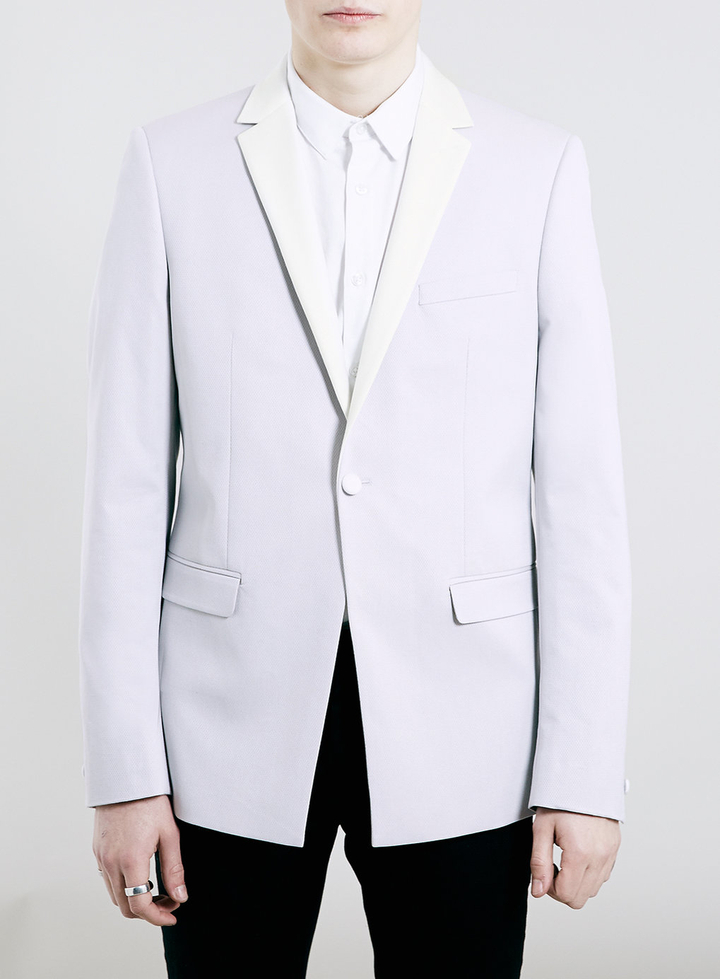 Topman Off White Skinny Fit Tuxedo Jacket in Blue for Men (CREAM) Lyst