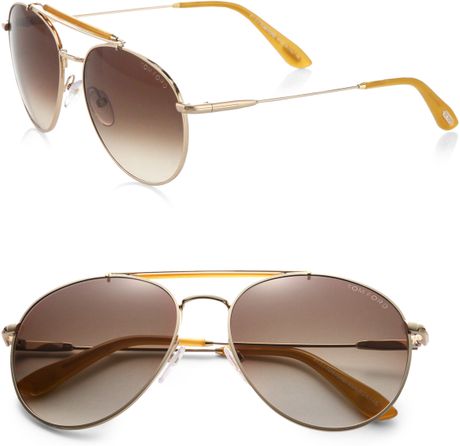 Tom Ford Colin Round Aviator Sunglasses in Gold (GOLD-BROWN) | Lyst