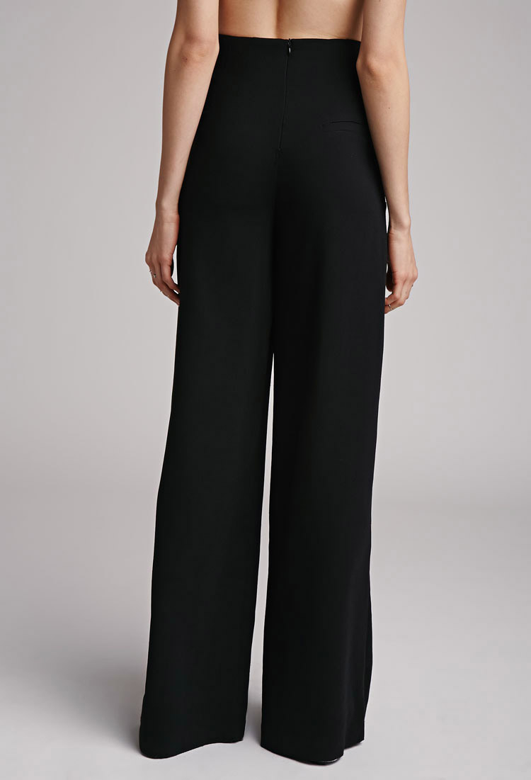 Lyst - Forever 21 High-waisted Wide-leg Pants in Black