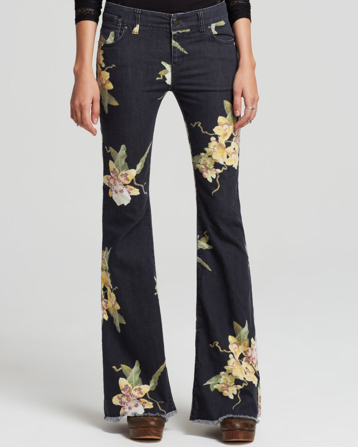Free People Jeans - Floral Bali Flare In Miami Night Combo in Floral ...