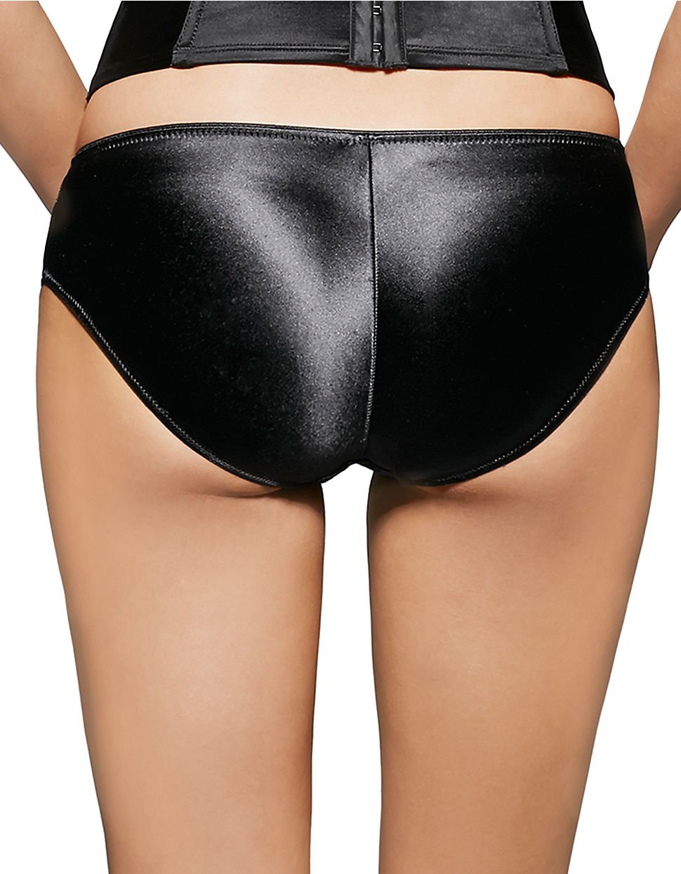 Fine Lines Satin Brief Panties In Black Lyst