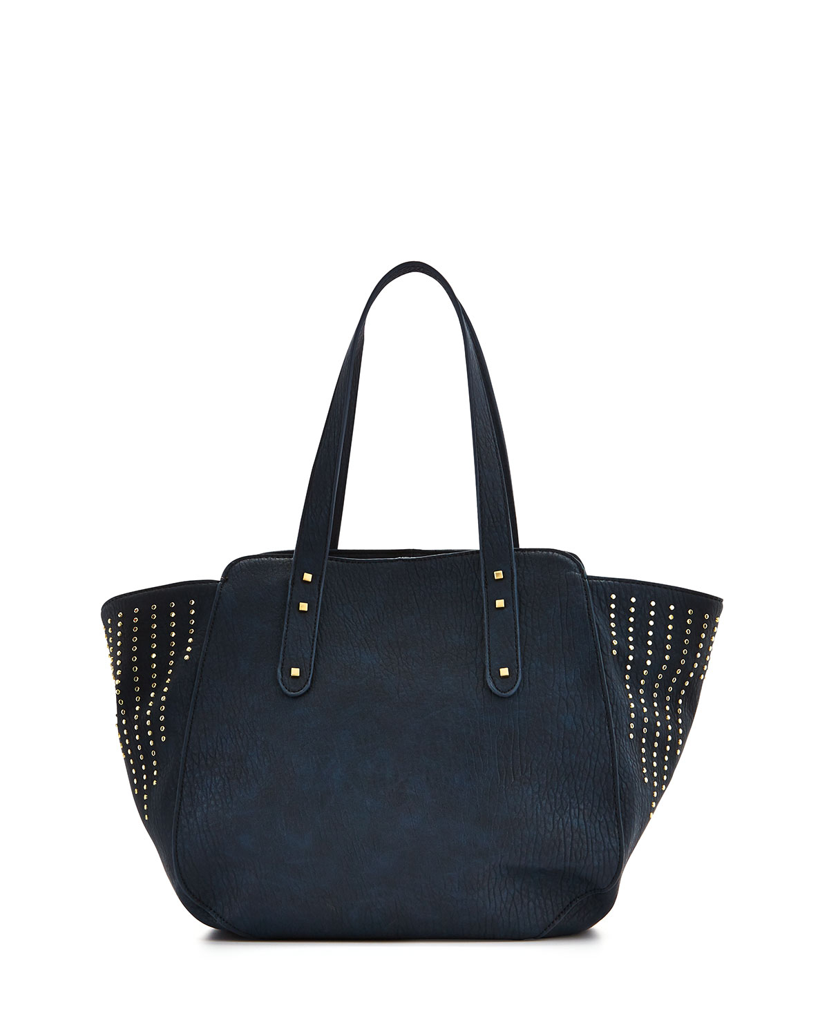 Neiman marcus Faux-leather Studded Tote Bag in Blue | Lyst