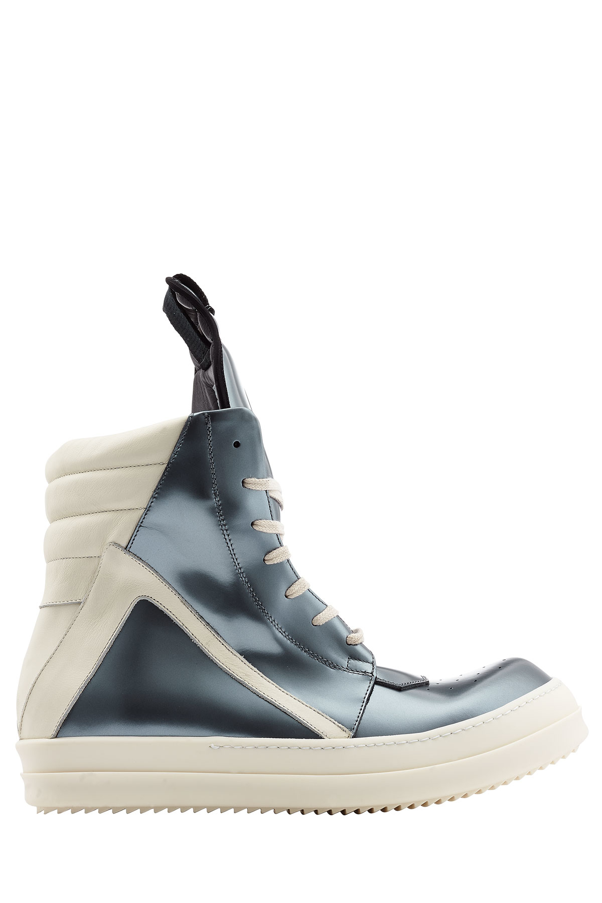 Lyst - Rick Owens Geobasket Leather High-top Sneakers - Silver in Blue ...